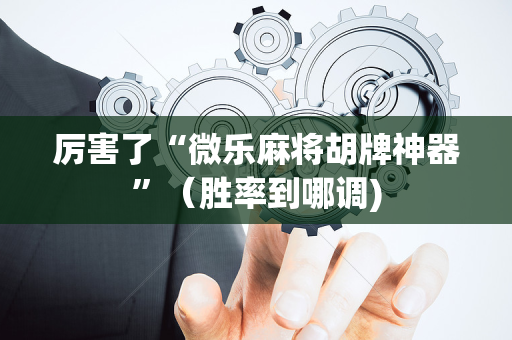 厉害了“微乐麻将胡牌神器”（胜率到哪调)