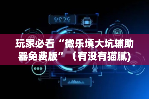 玩家必看“微乐填大坑辅助器免费版”（有没有猫腻)