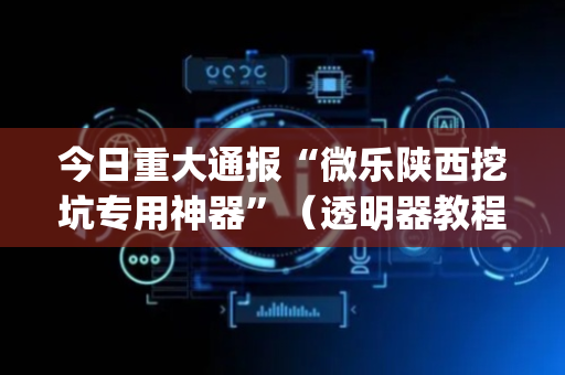 今日重大通报“微乐陕西挖坑专用神器”（透明器教程)