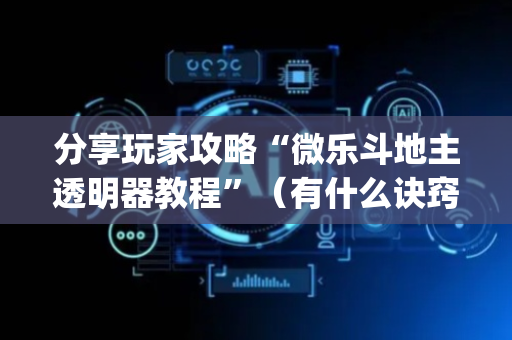 分享玩家攻略“微乐斗地主透明器教程”（有什么诀窍)