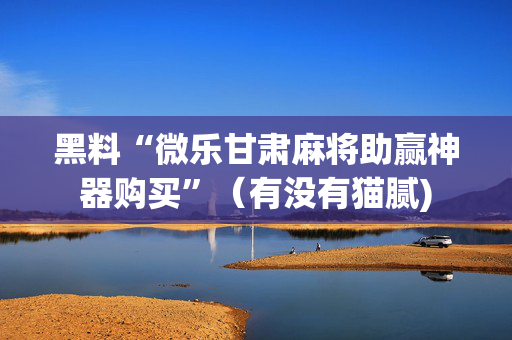黑料“微乐甘肃麻将助赢神器购买”（有没有猫腻)