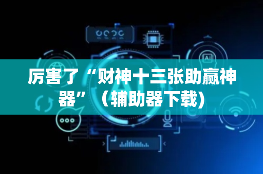 厉害了“财神十三张助赢神器”（辅助器下载)