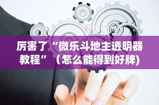 厉害了“微乐斗地主透明器教程”（怎么能得到好牌)