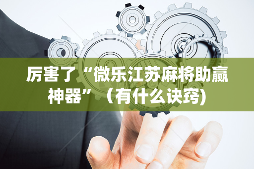 厉害了“微乐江苏麻将助赢神器”（有什么诀窍)