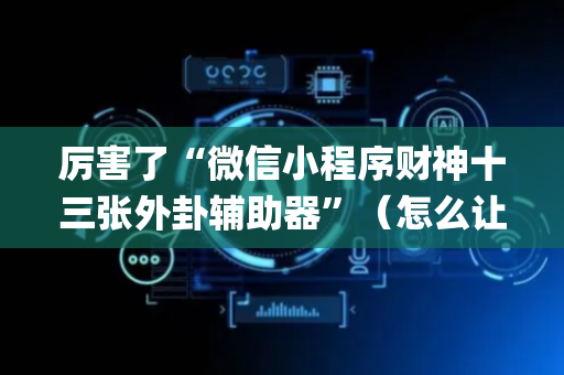 厉害了“微信小程序财神十三张外卦辅助器”（怎么让系统给自己好牌)