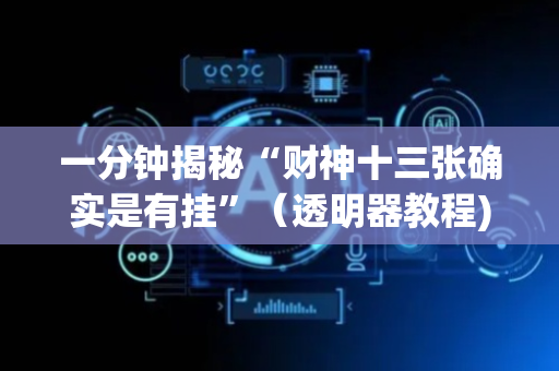 一分钟揭秘“财神十三张确实是有挂”（透明器教程)