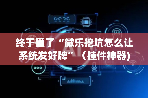 终于懂了“微乐挖坑怎么让系统发好牌”（挂件神器)