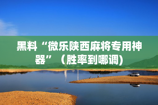 黑料“微乐陕西麻将专用神器”（胜率到哪调)